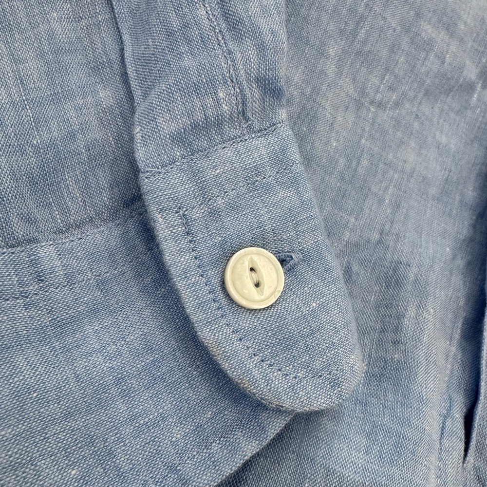 Ralph Lauren Purple Label Linen Sky Blue Casual Button Down Shirt Men’s SZ XL - Picture 8 of 15